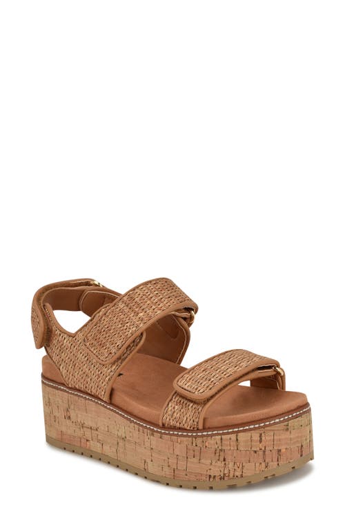 Nine West Heavin Platform Wedge Sandal In Dark Natural