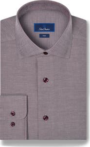 David Donahue Trim Fit Cotton & Cashmere Dress Shirt