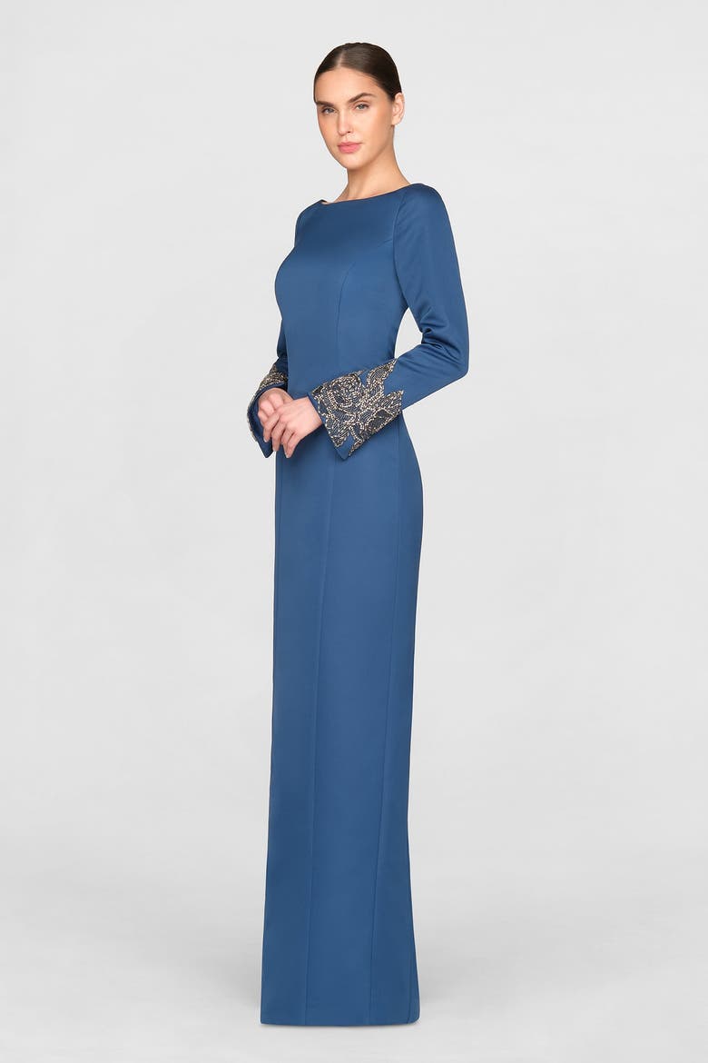 Thea Duchess Satin Gown, Alternate, color, SHADOW PETAL