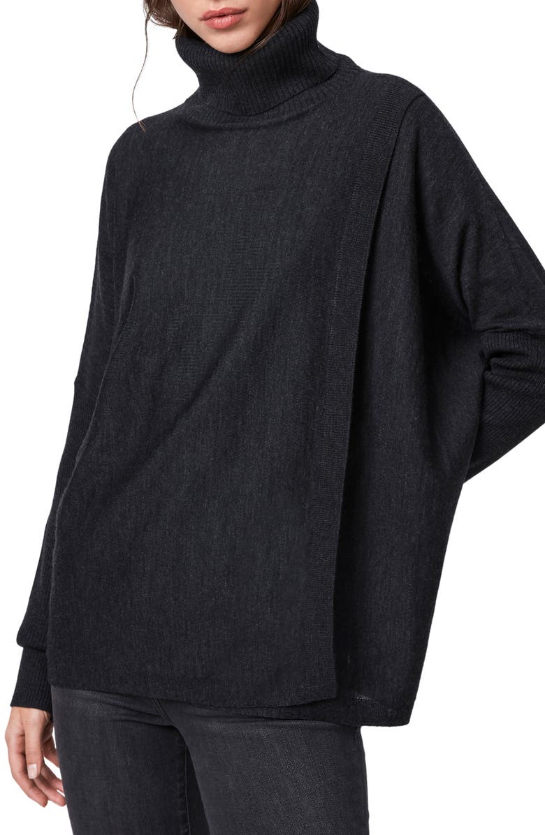 AllSaints Koko Merino Wool Turtleneck Wrap Sweater, Alternate, color, 