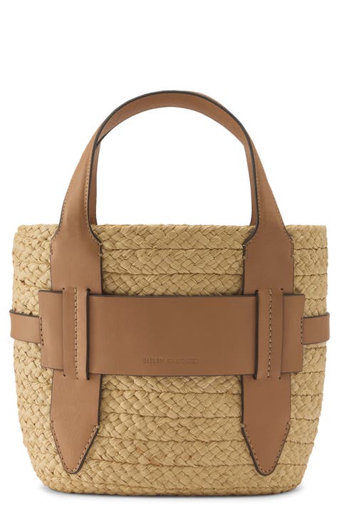 Cappelli Straworld Mini Raffia online Purse Straw Handbag Leather Strap Shoulder Bag