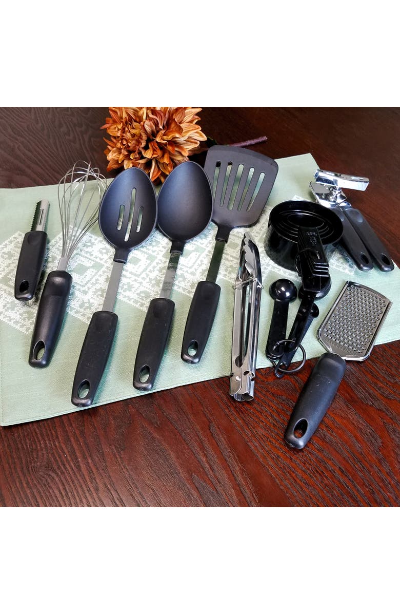 Gibson Home Total Kichen Chefs Better Basics 18-Piece Gadgets and Tools Combo Set, Alternate, color, Black