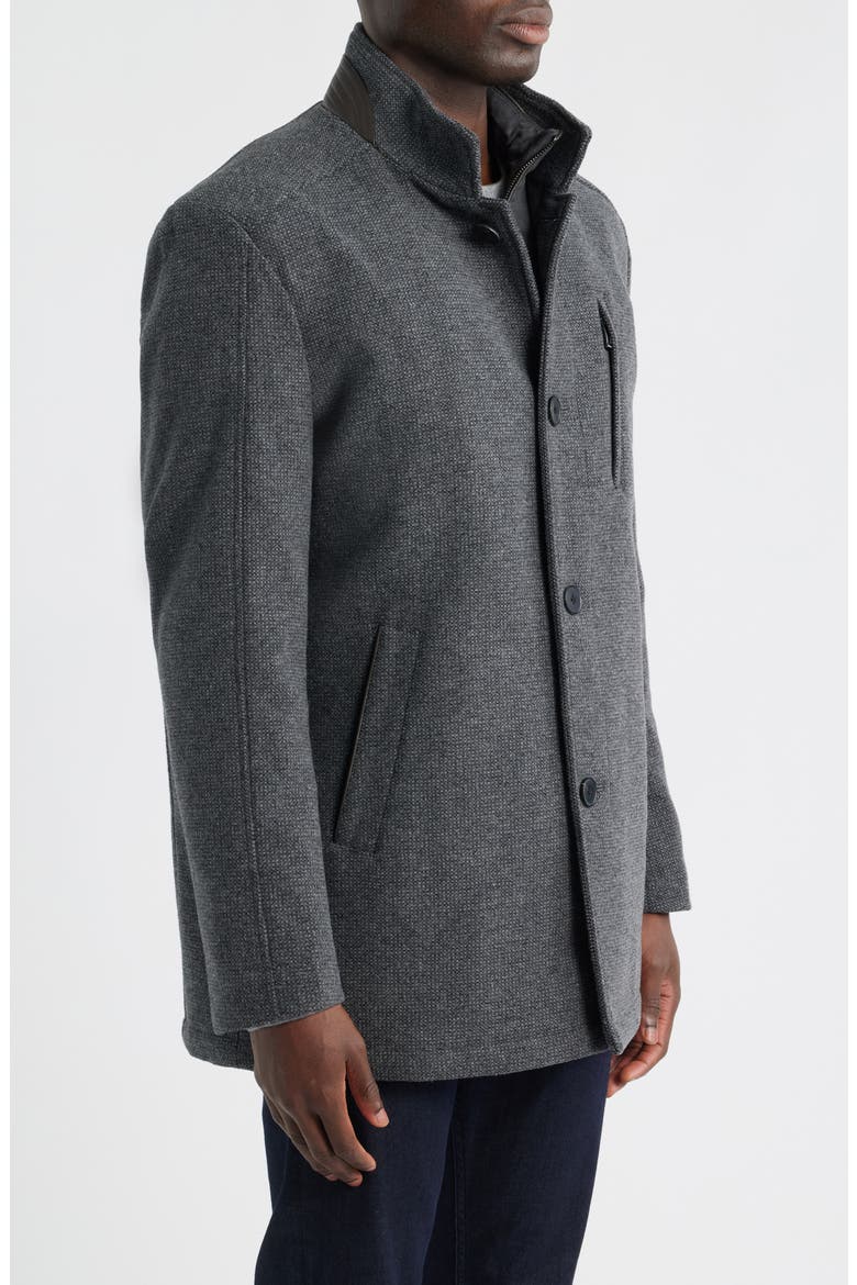 Upton Wool Blend Car Coat with Removable Bib, Alternate, color, CHARCOAL