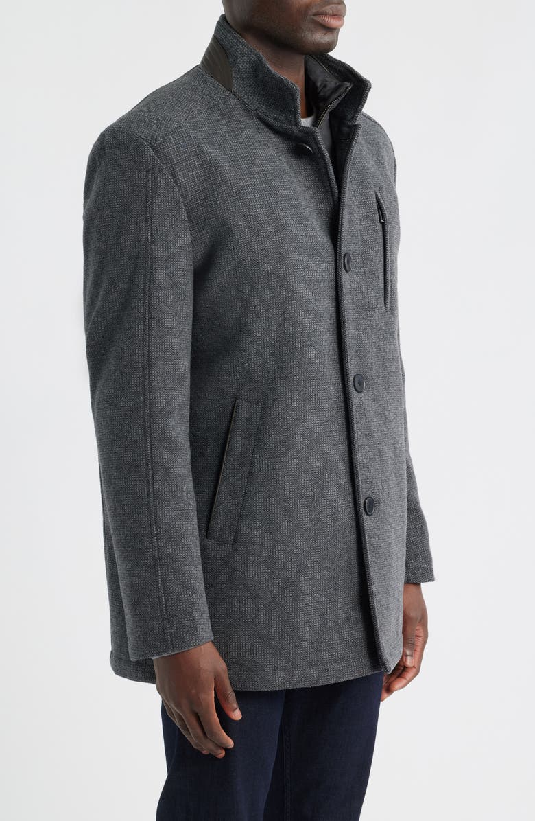 Johnston & Murphy Upton Wool Blend Car Coat with Removable Bib, Alternate, color, Charcoal