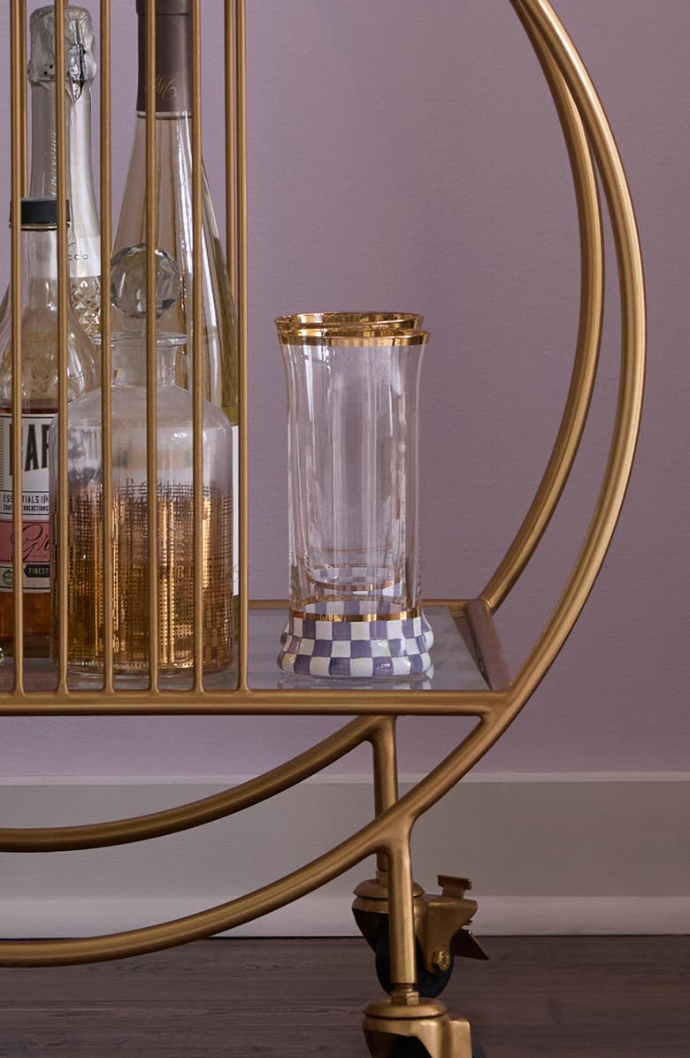 MACKENZIE CHILDS Violet Check Set of 2 Highball Glasses, Alternate, color, Violet