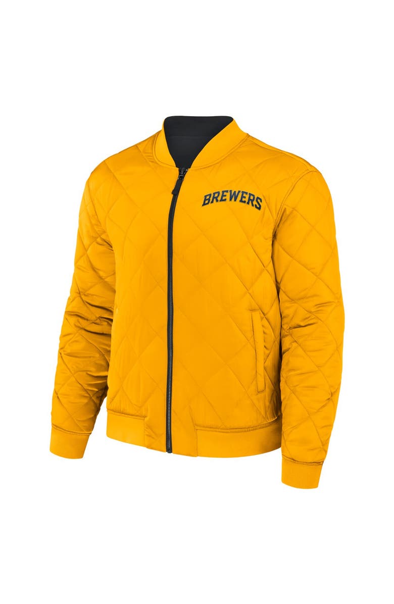 Darius Rucker Collection by Fanatics Men's Darius Rucker Collection by Fanatics Black/Gold Milwaukee Brewers Reversible Full-Zip Bomber Jacket, Alternate, color, Black