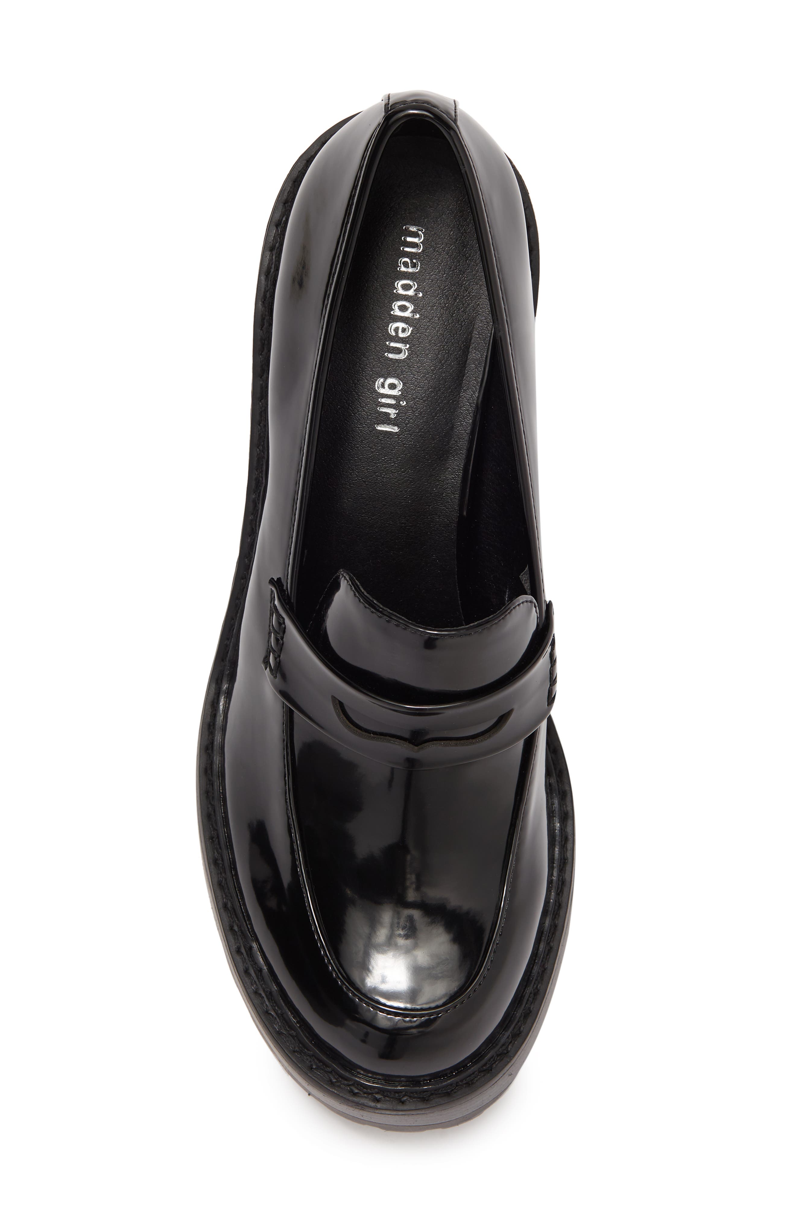 Madden Girl Kassidy Lug Sole Patent Penny Loafer Pump, Alternate, color, 