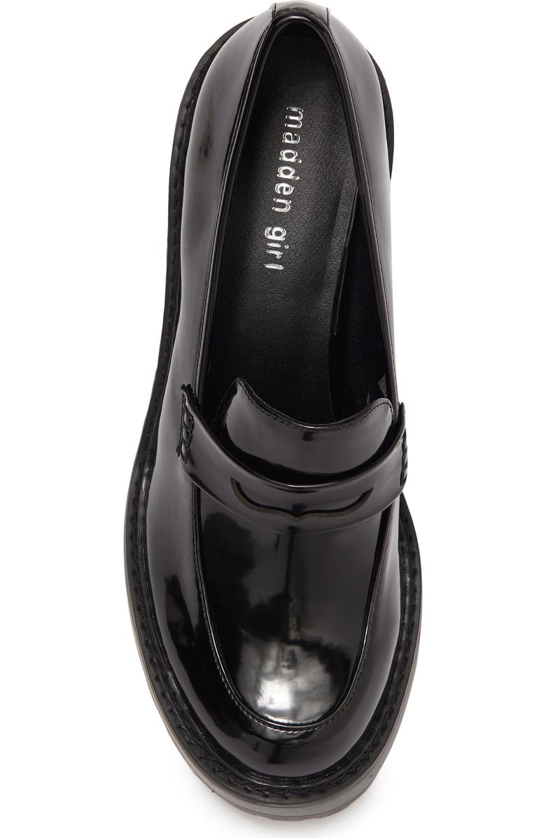 Madden Girl Kassidy Lug Sole Patent Penny Loafer Pump, Alternate, color,