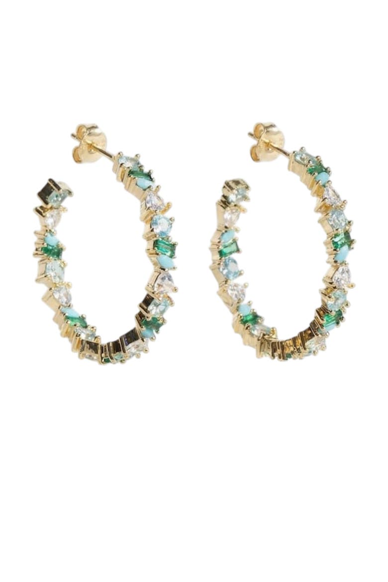 Vienna Opal Hoops, Main, color, Turquoise/Aqua