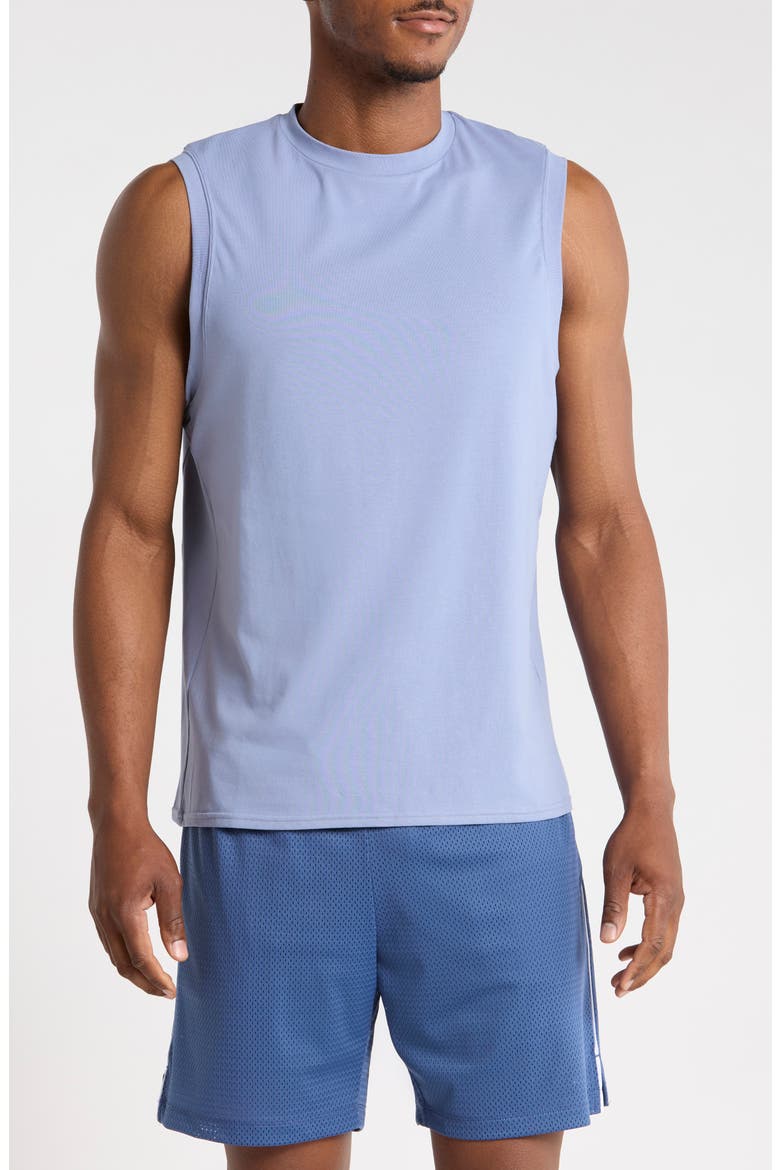Crewneck Stretch Cotton Tank, Main, color, CLOUD MIST