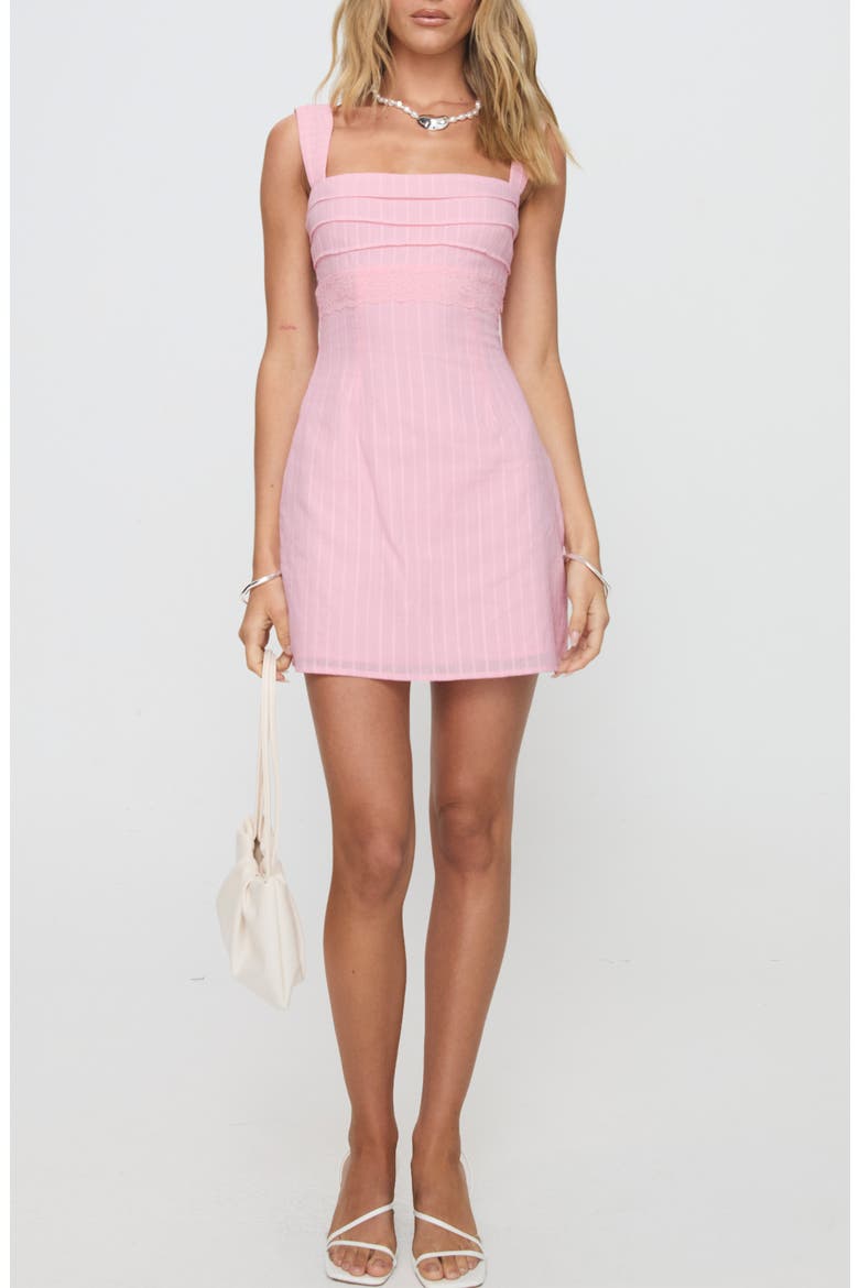 Anyone But You Tie Back Sleeveless Cotton Minidress, Main, color, PINK