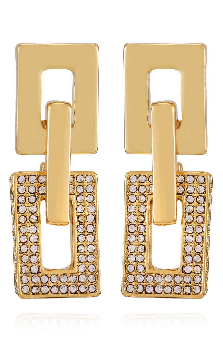 Vince Camuto Pavé Crystal Chain Drop Earrings, Main, color, Gold Tone