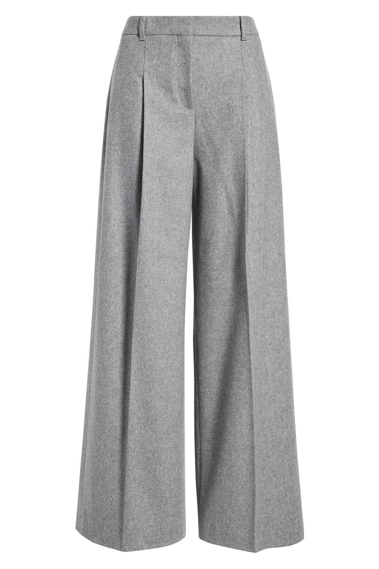 Tiana Pleat Wide Leg Pants, Alternate, color, PEBBLE MELANGE FLANNEL