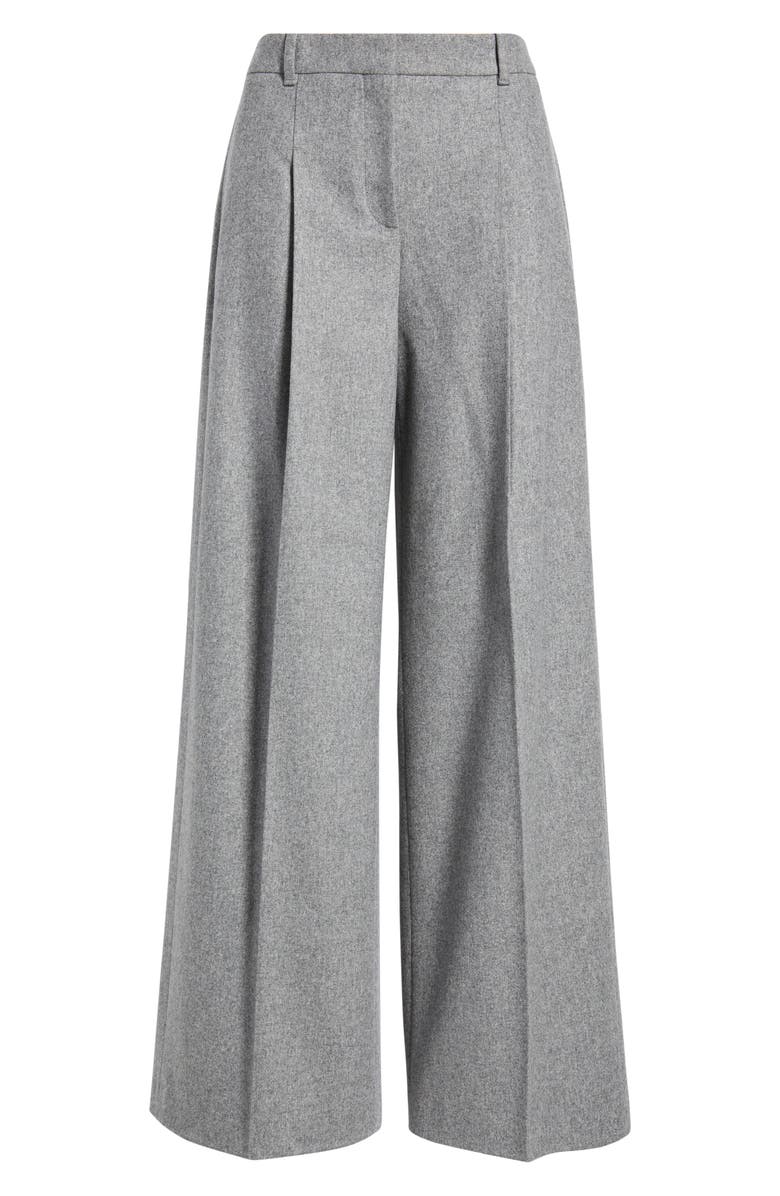 BOSS Tiana Pleat Wide Leg Pants, Alternate, color, Pebble Melange Flannel