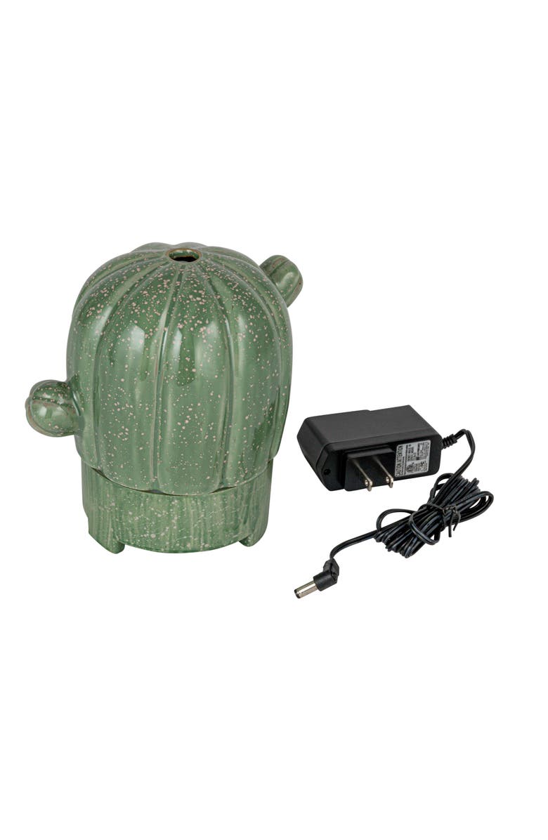 Storied Home Stoneware Cactus Oil Diffuser with Timer, Main, color, Green