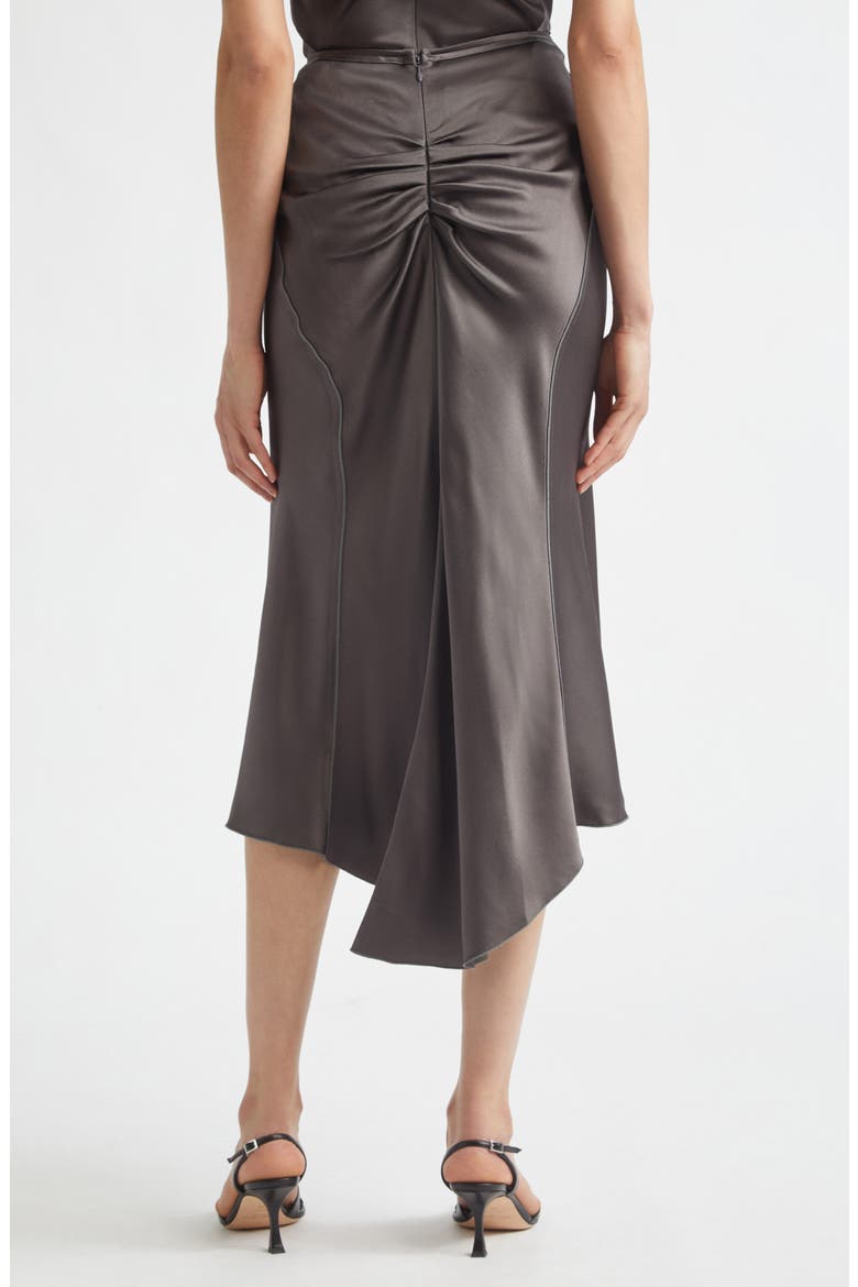 Gathered Satin Midi Skirt, Alternate, color, ORE
