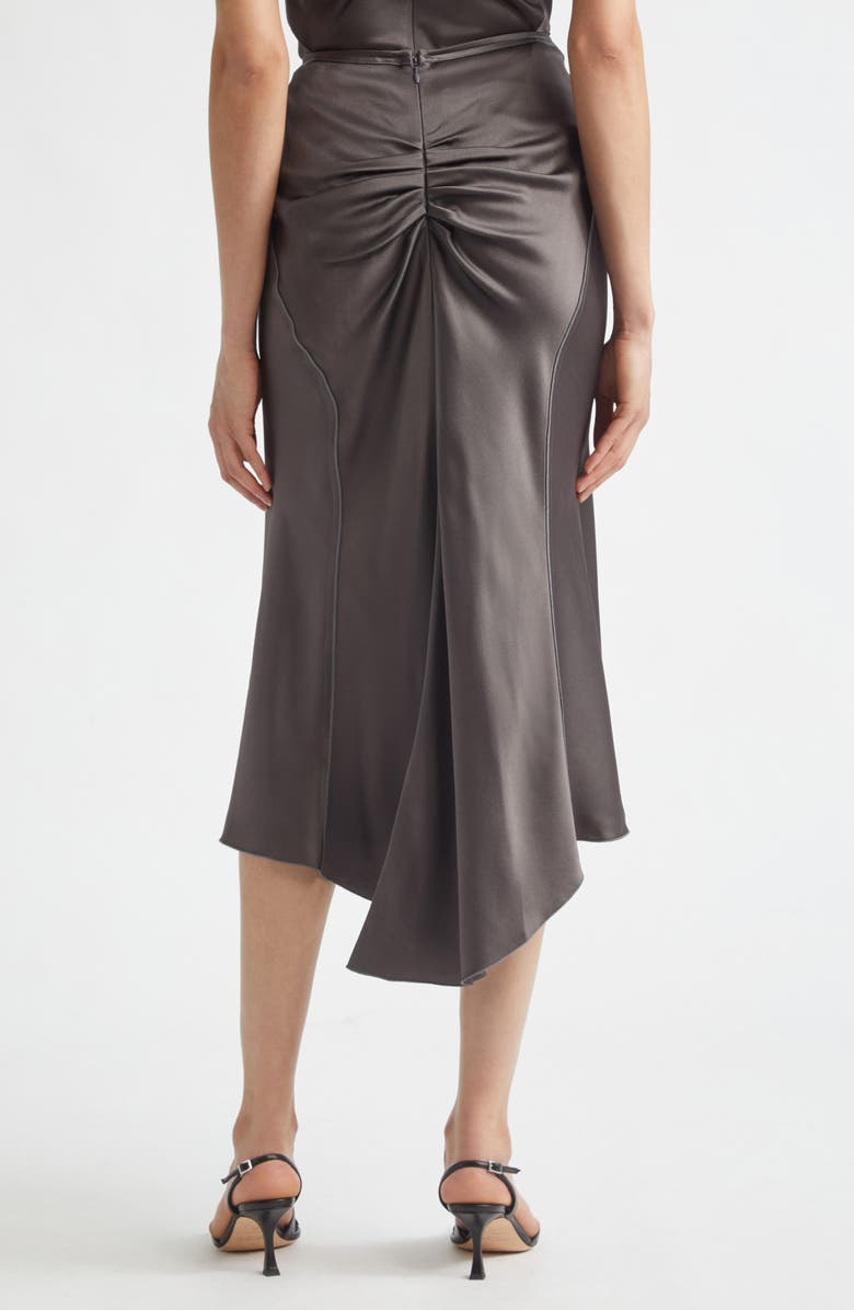 Victoria Beckham Gathered Satin Midi Skirt, Alternate, color, Ore