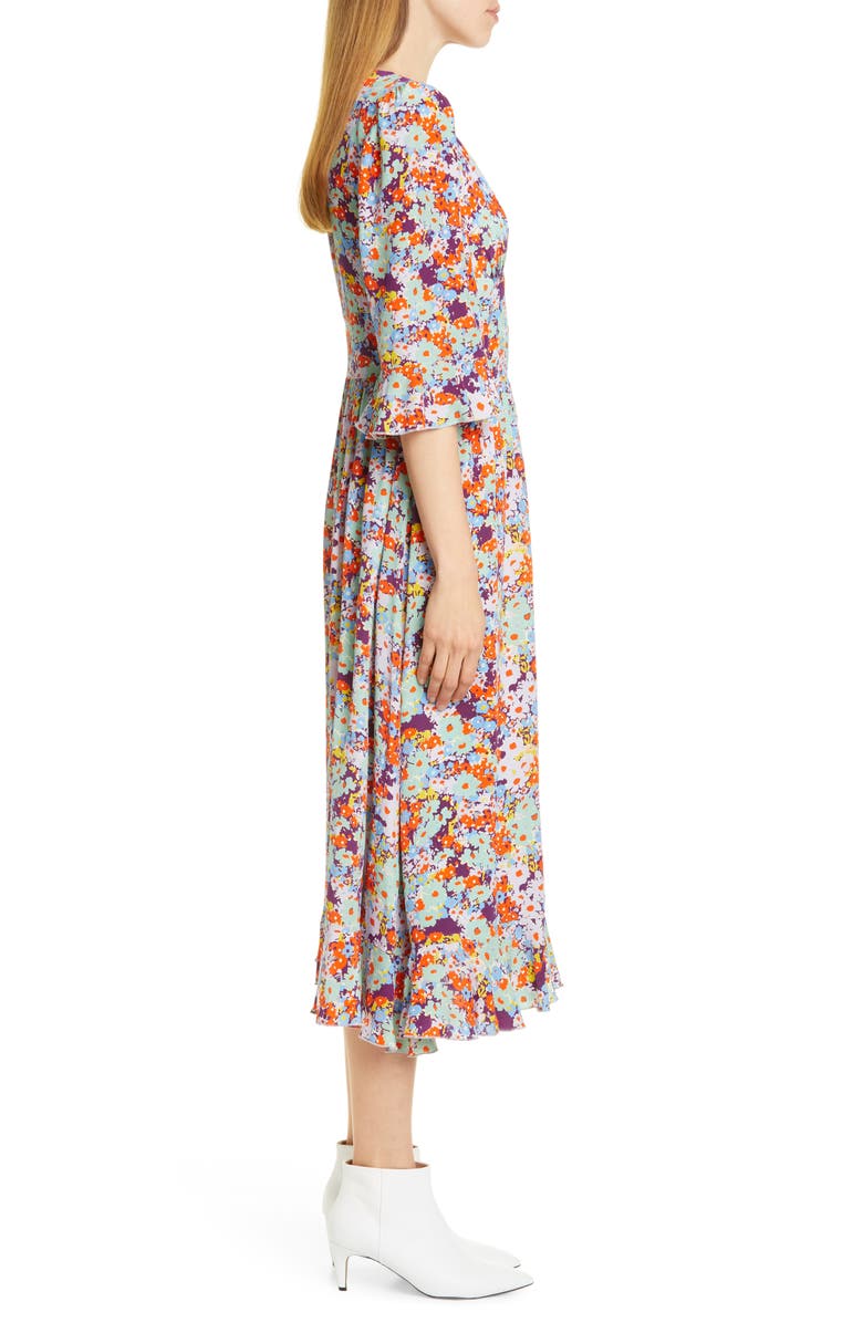 Stine Goya Evelyn Floral Print Silk Midi Dress, Alternate, color, 