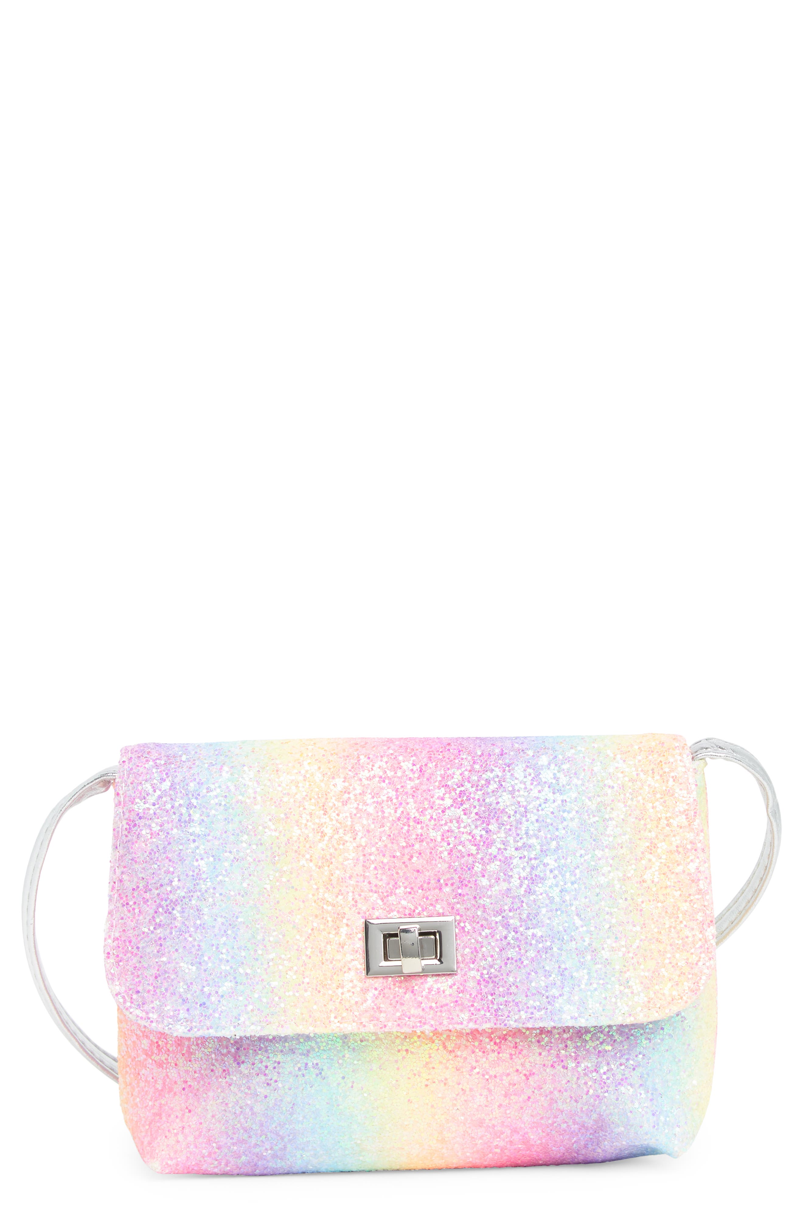 Capelli New York Kids' Glitter Crossbody Bag in Pink Combo 