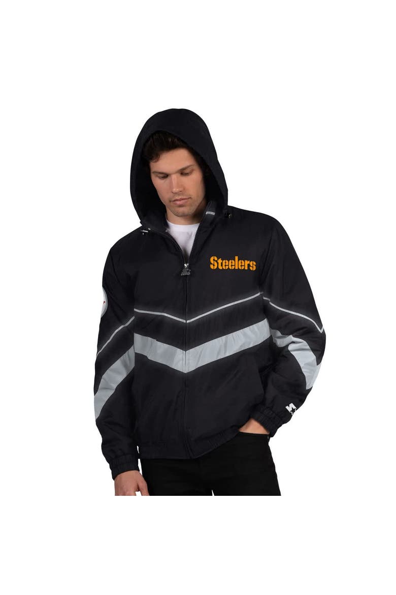 Men's Starter Black/Gold Pittsburgh Steelers Thursday Night Gridiron Full-Zip Jacket, Main, color, Black