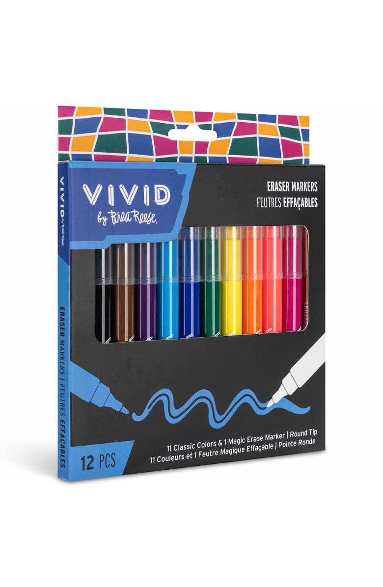 Brea Reese Vivid Eraser Markers, 11 Classic Ink Colors & 1 Erase Marker, Alternate, color, Multicolored