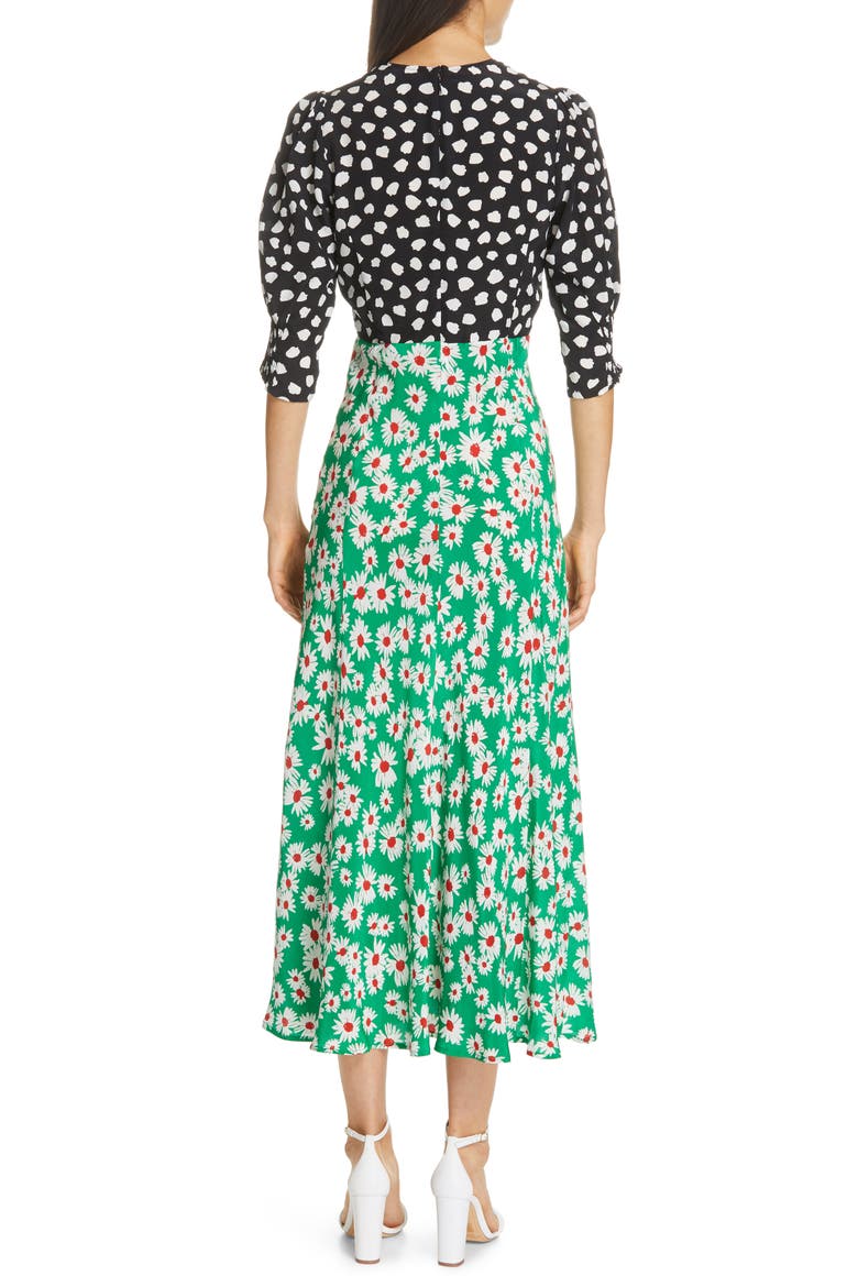 Marha Mixed Print Dress, Alternate, color, GREEN RED DAISY