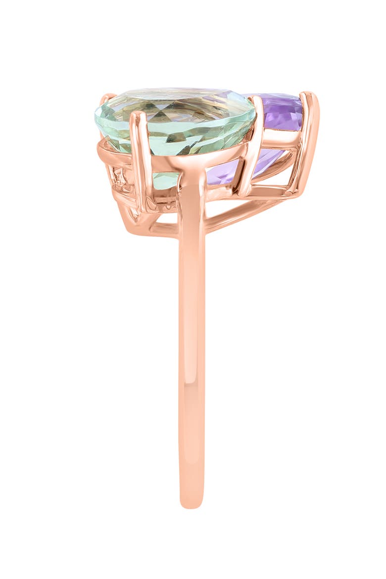 14K Rose Gold Pink & Green Amethyst Bypass Ring, Alternate, color, 14K Gold