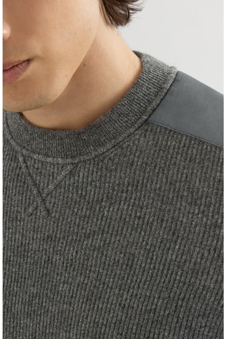 Cashmere ribbed sweater with cotton inserts, Alternate, color, Lead