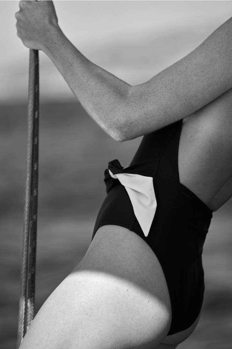 The Tie Front One Piece, Alternate, color, Black