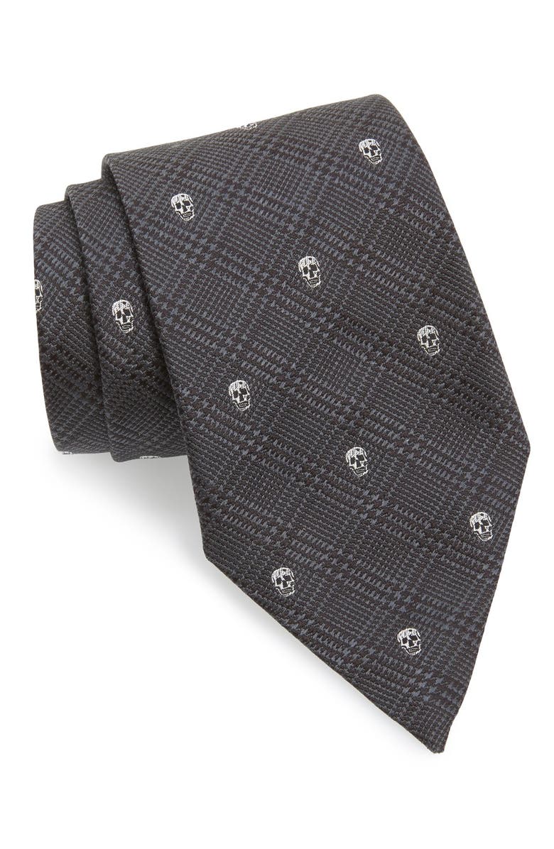 McQueen Alexander McQueen Skull Prince of Wales Silk Tie, Main, color, 