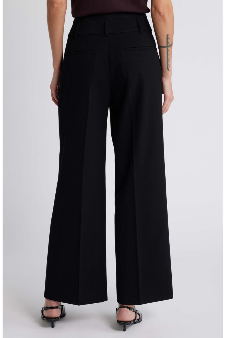 High Waist Wide Leg Twill Pants, Alternate, color, BLACK DARK