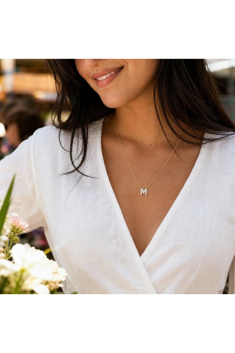 Big Bubble Initial Letter 14K Yellow Gold Diamond Pendant Necklace, Alternate, color, Gold M