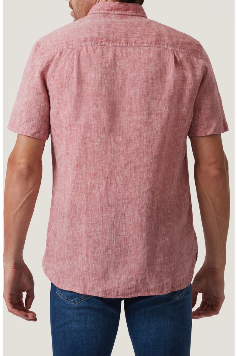 Short Sleeve Linen Button-Up Shirt, Alternate, color, RED