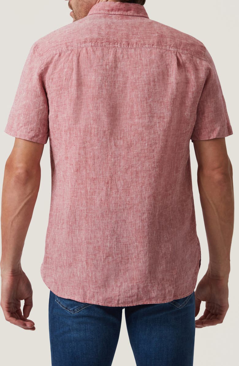 34 Heritage Short Sleeve Linen Button-Up Shirt, Alternate, color, Red