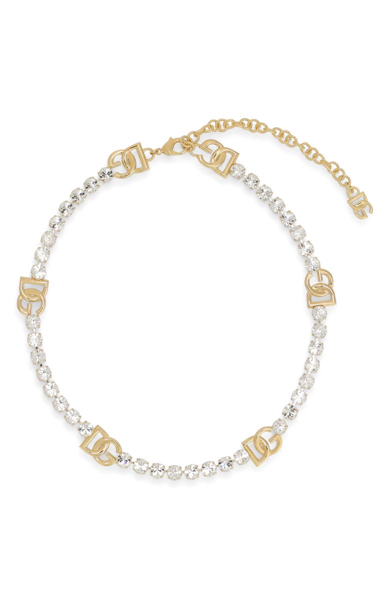Dolce&Gabbana DG Logo Crystal Chain Belt, Alternate, color, Gold