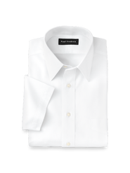 Paul Fredrick Non-iron Cotton Pinpoint Solid Point Collar Short Sleeve Dress Shirt