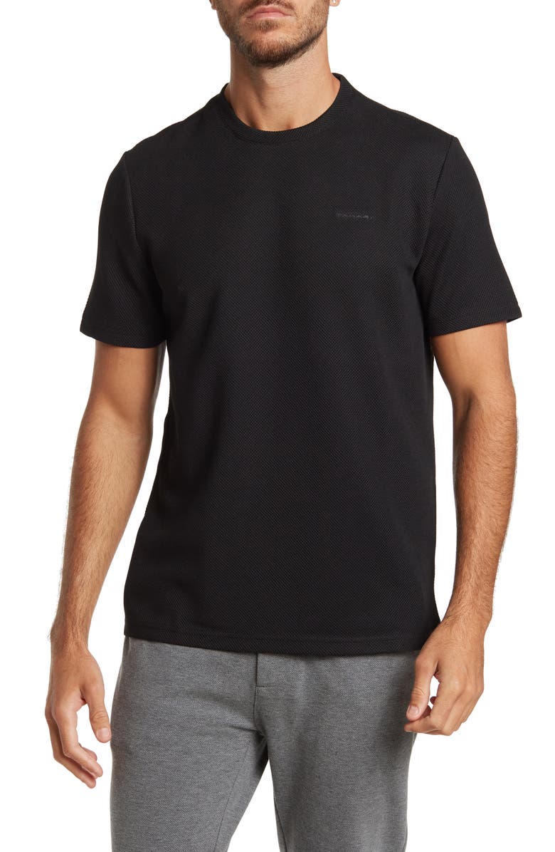 Tahari Piqué Texture Perforated T-Shirt, Main, color,