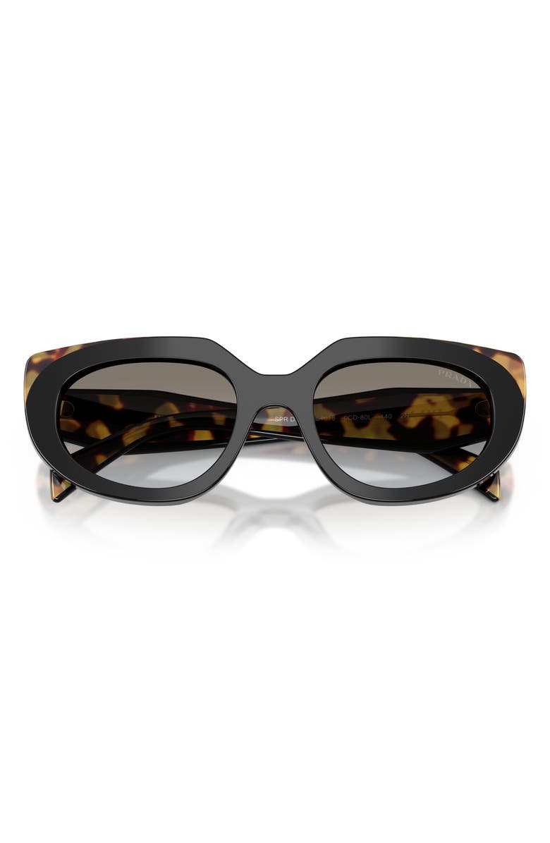 Prada 54mm Oval Sunglasses, Alternate, color, Black/Medium Tortoise / Grey