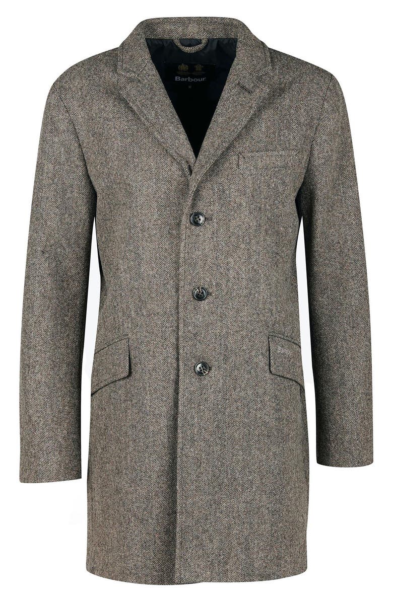 Barbour Hendon Crombie Herringbone Wool Overcoat, Alternate, color,
