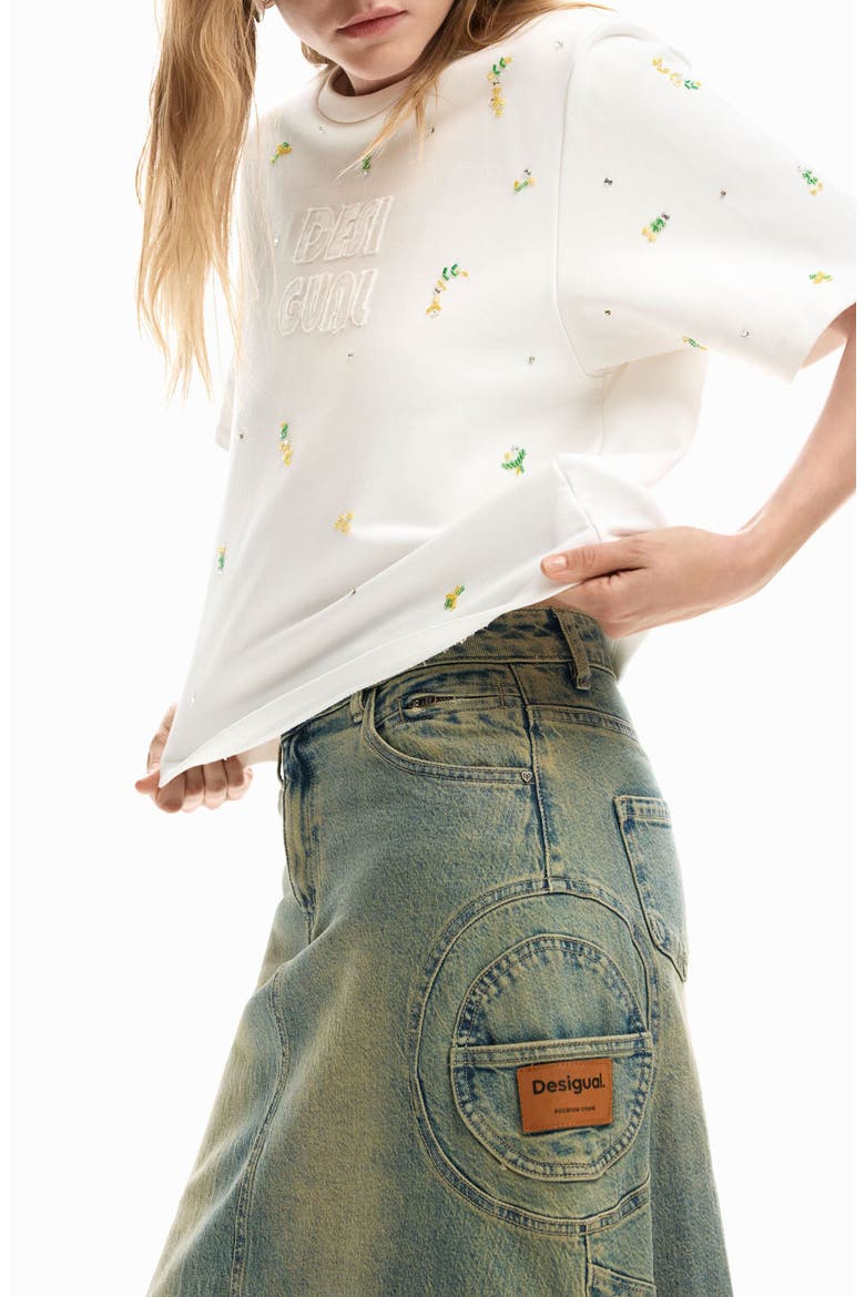 Asymmetric A-Line Denim Skirt, Alternate, color, BLUE