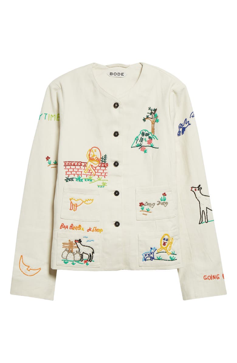 Bode Nursery Rhyme Beaded Cotton Jacket, Main, color, 