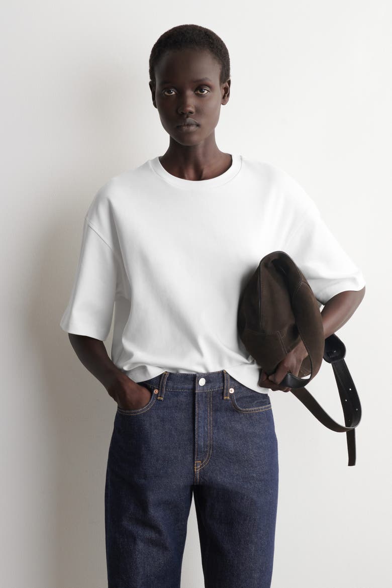 Oversized Boxy Cotton T-Shirt, Main, color, WHITE