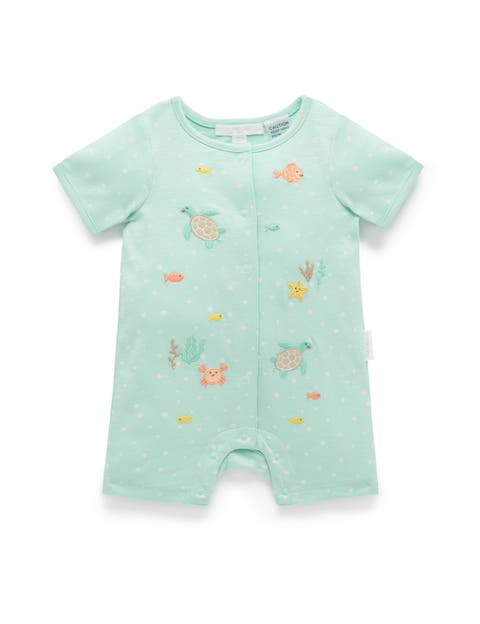 Under the Sea Short Button Up Romper
