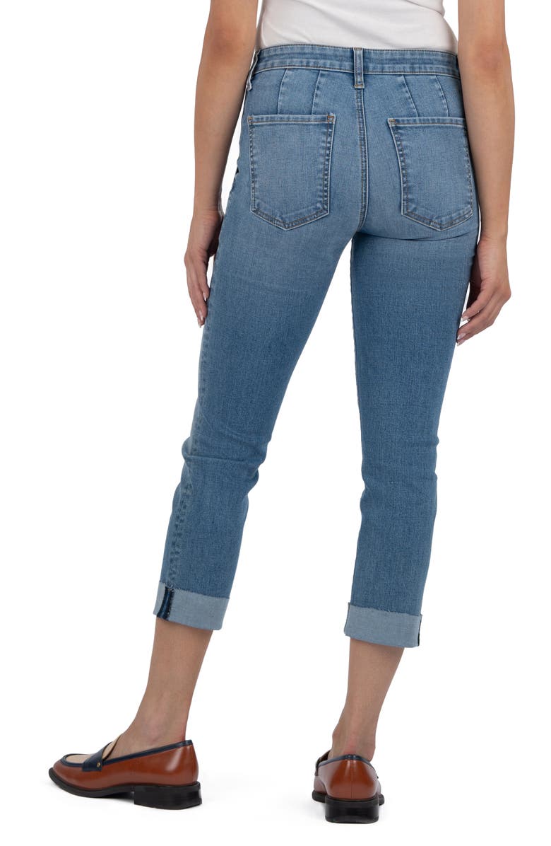 KUT from the Kloth Stevie Raw Hem Crop Straight Leg Utility Jeans, Alternate, color, Traditional W/M