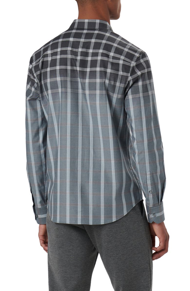 Bugatchi Julian Shaped Fit Ombré Check Stretch Cotton Button-Up Shirt, Alternate, color, 