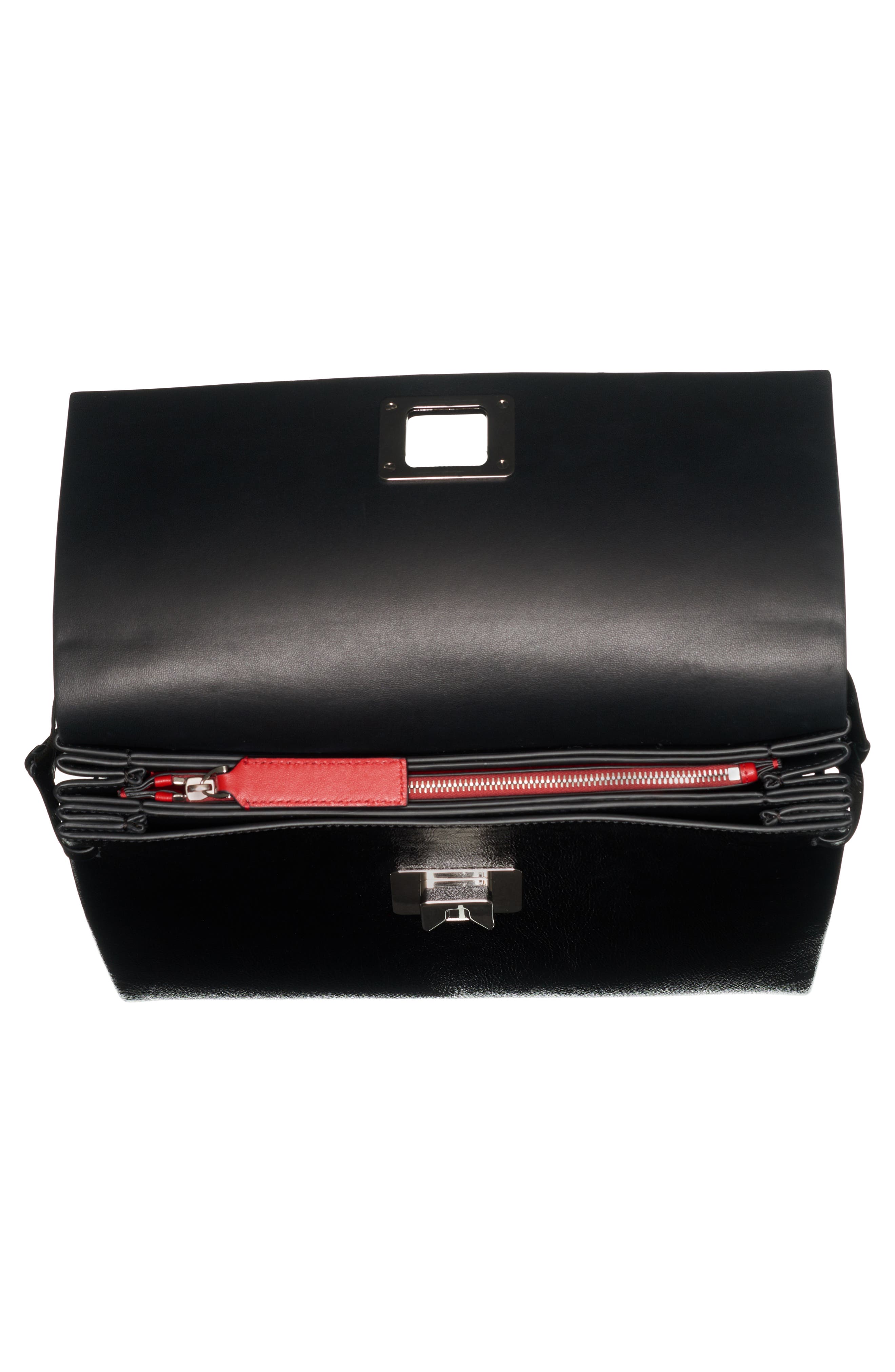 Valentino Garavani Medium V-Ring Leather Shoulder Bag, Alternate, color, 