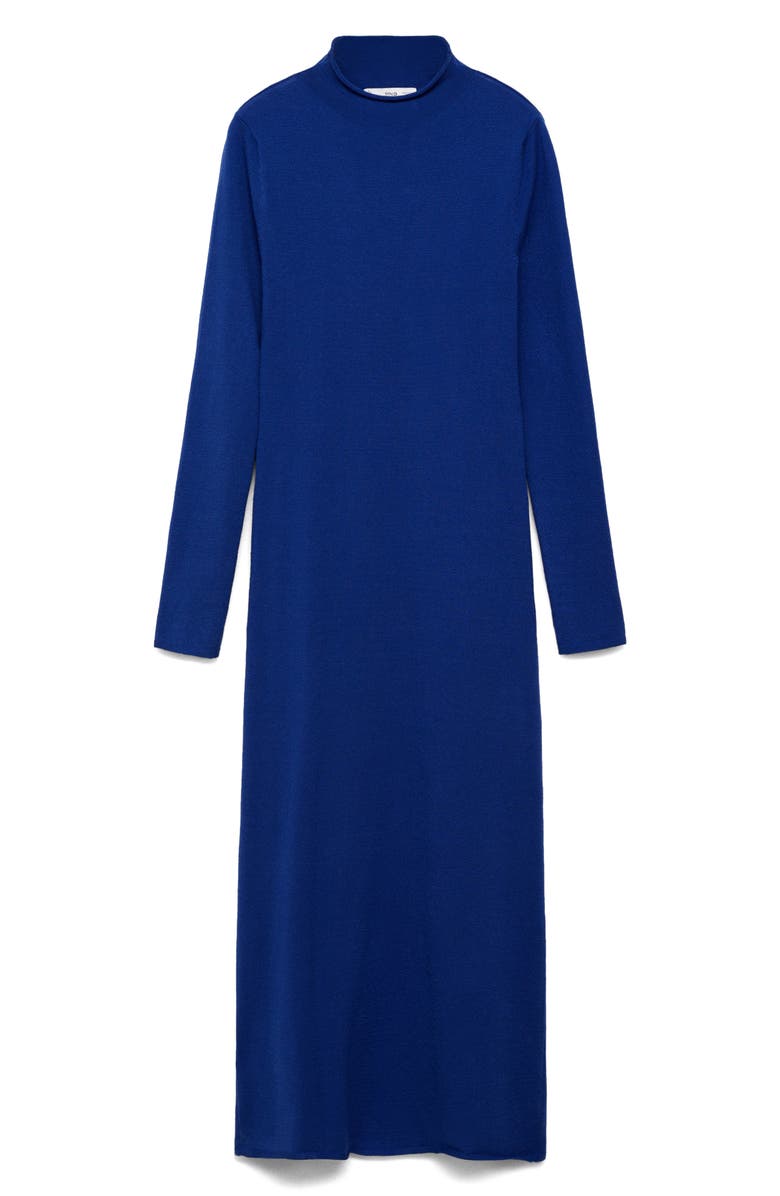 MANGO Perkins Long Sleeve Knit Dress, Alternate, color, Vibrant Blue