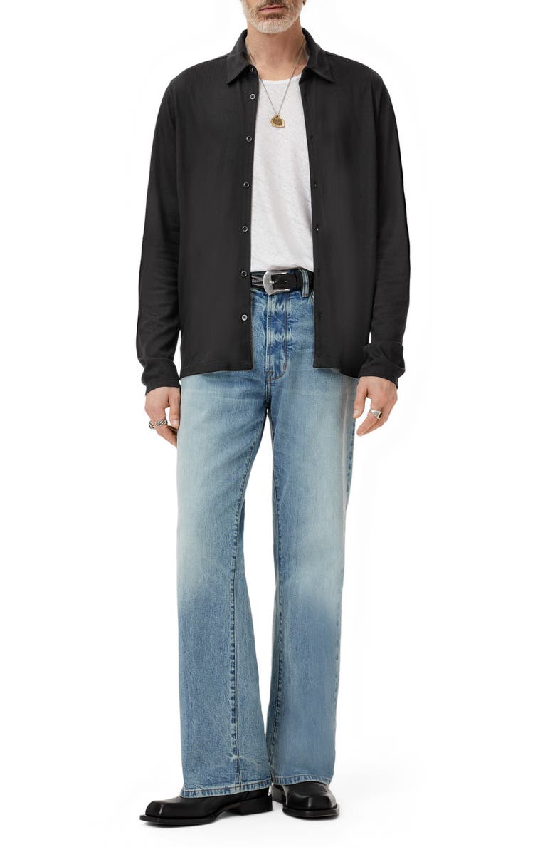 John Varvatos Caserta Regular Fit Textured Lyocell Button-Up Shirt, Alternate, color, Black