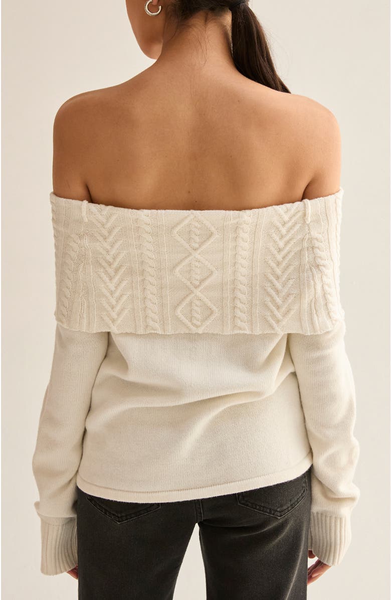 CRESCENT Off Shoulder Cable Knit Top, Alternate, color, Ivory