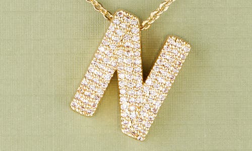 Leith Pavé Cubic Zirconia Initial Pendant Necklace In Gold